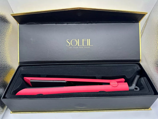 Soleil Professional Solid Ceramic Flat Iron Magnetized Plates  ~ PINK