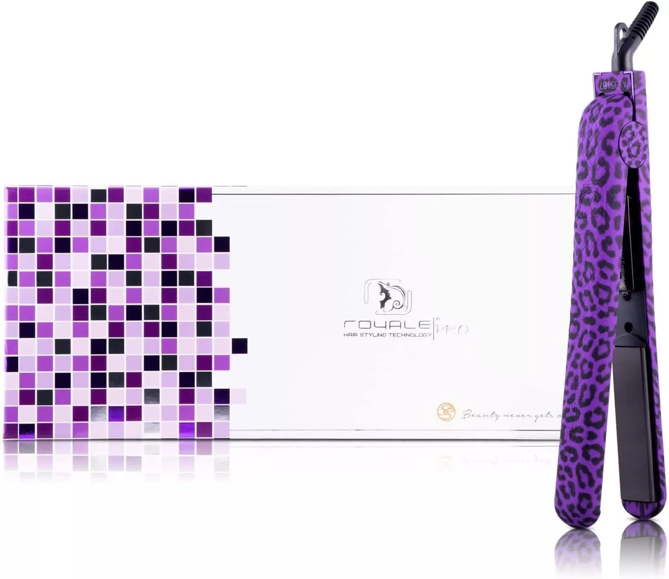 Royale Ionic Flat Iron Luxury Hair Ceramic Straightener & Curler Purple Leopard