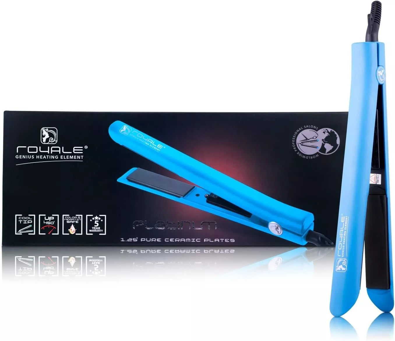 Royale Platinum Genius Heating Element Flat Iron Luxury Ceramic BABY BLUE NEW