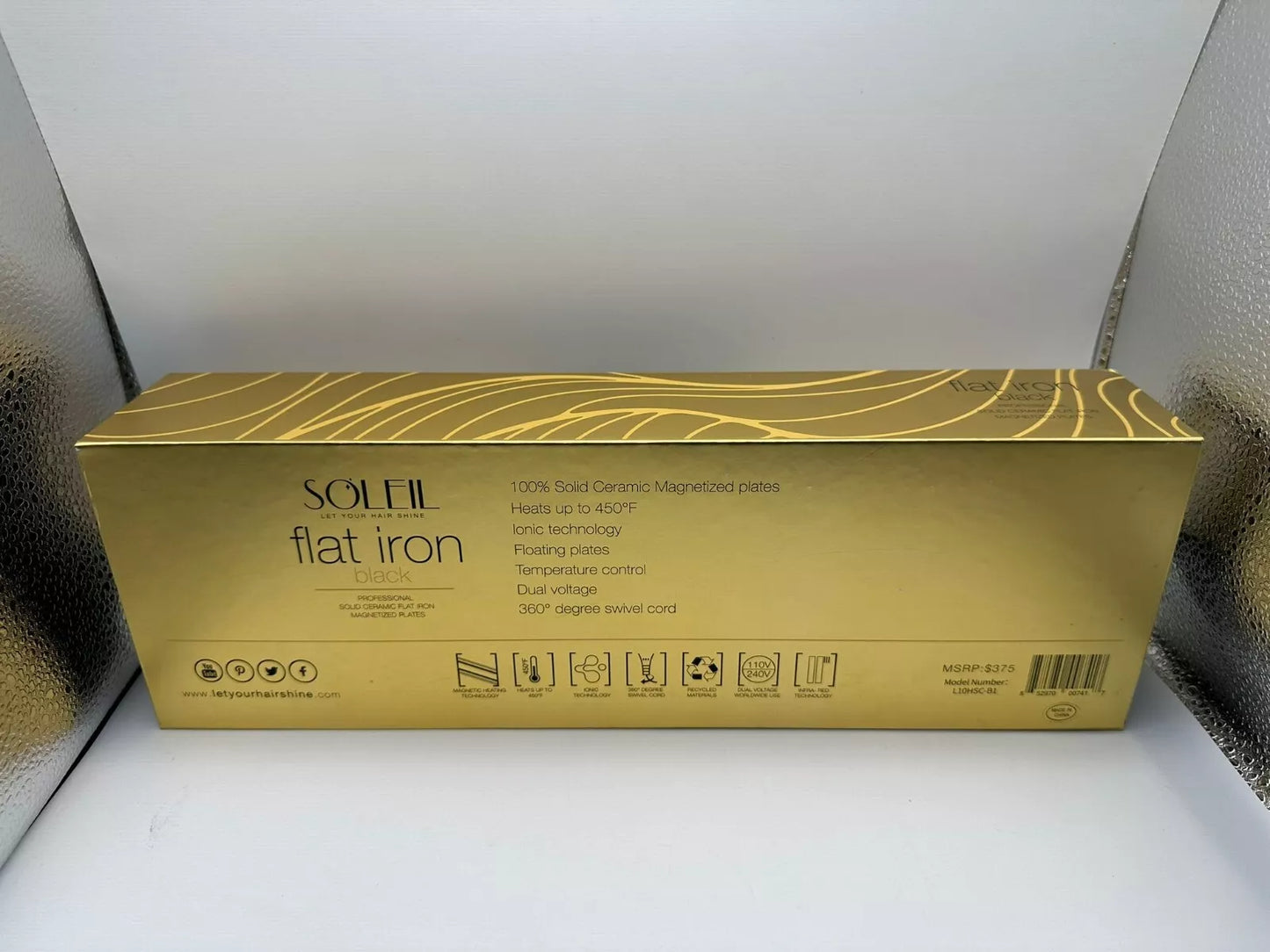 Soleil Professional Solid Ceramic Flat Iron Magnetized Plates  ~ BLACK