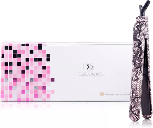 Royale Ionic Flat Iron Luxury Hair Ceramic Straightener & Curler PINK LACE