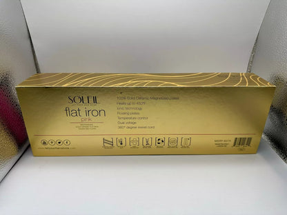 Soleil Professional Solid Ceramic Flat Iron Magnetized Plates  ~ PINK