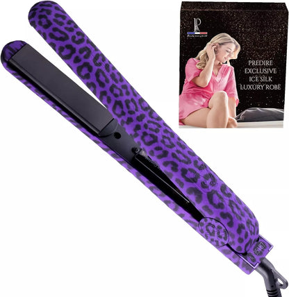 Royale Ionic Flat Iron Luxury Hair Ceramic Straightener & Curler Purple Leopard