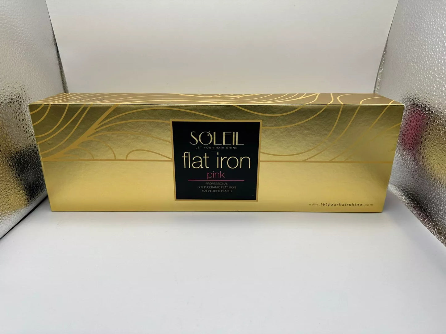 Soleil Professional Solid Ceramic Flat Iron Magnetized Plates  ~ PINK