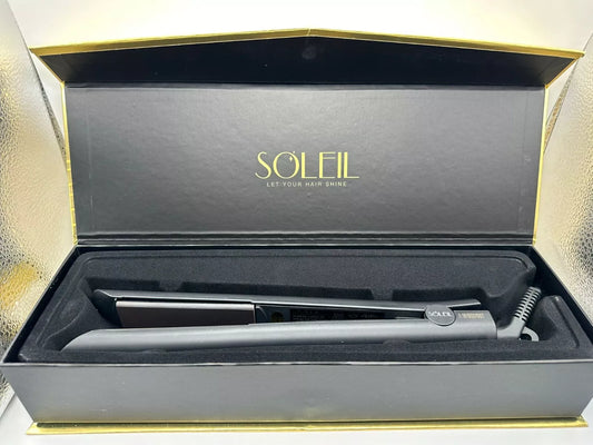 Soleil Professional Solid Ceramic Flat Iron Magnetized Plates  ~ BLACK