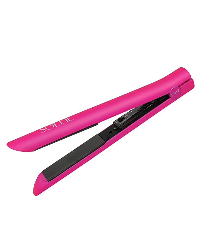 Metallic Rubberized Hair Straightener - Pink - LaCosmetical